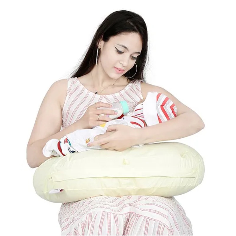 Lulamom Portable Curved Soft Feeding Pillow – Cream
