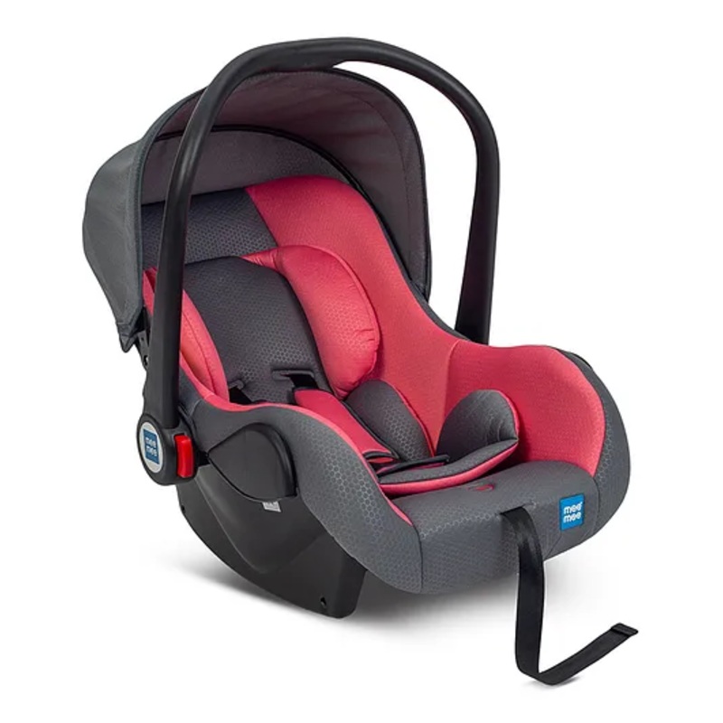 Mee Mee Baby Carry Cot 3 in 1 Infant Car Seat | Adjustable Head Support with Canopy for UV Protection | 3 Point Safety Harness for Babies of 0-3 Years, Weight Capacity Upto 13 Kgs (Pink)