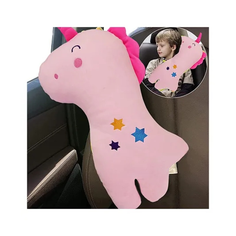 Ortis Unicorn Car Seat Belt Travel Pillow for Kids – Pink