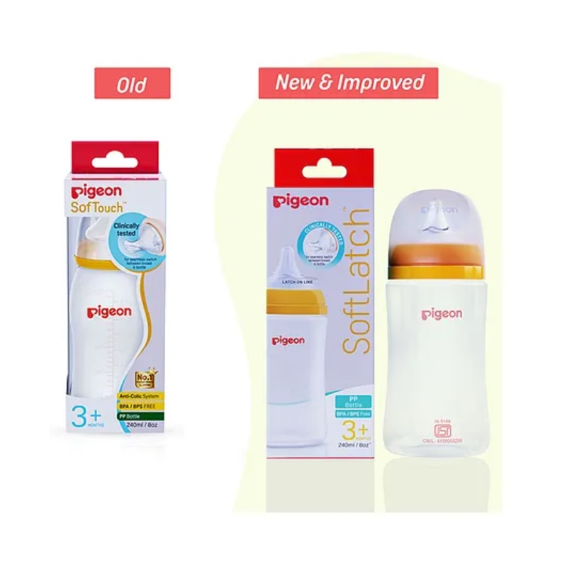 Pigeon Plastic Feeding Bottle With Medium Flow Teat Yellow – 240 ml