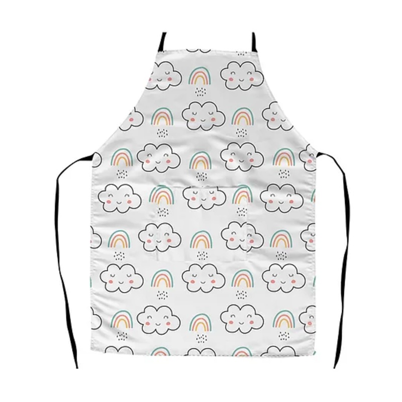 Right Gifting Satin Apron For Kids With Adjustable Waist & Centre Pocket – White