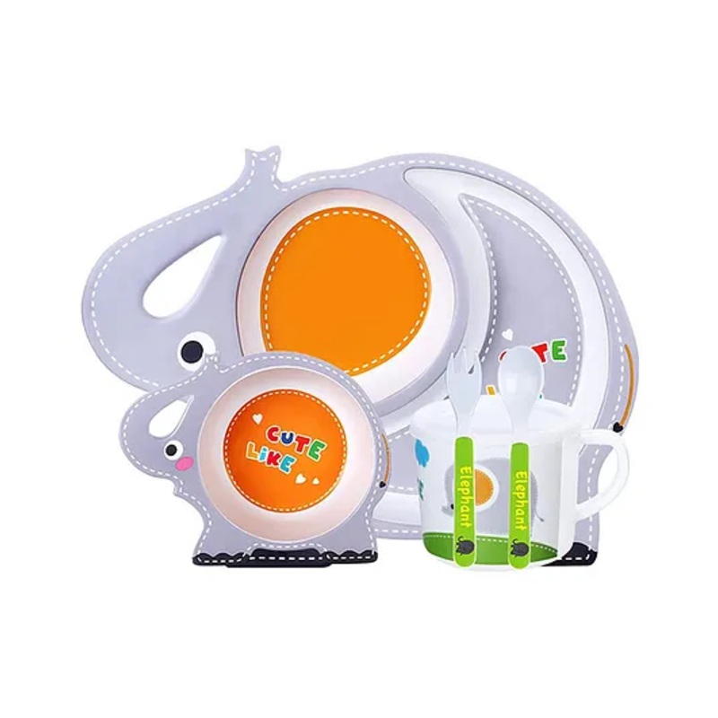 Sanishth Bamboo Elephant Shaped Mealtime Dinnerware – Multicolour