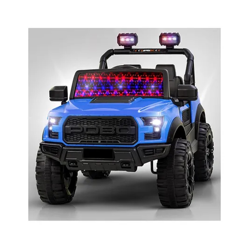 Srecap Battery Operated Jeep for Kids, Ride on Toy Kids Car with RGB Windshield Light & Music | Electric Jeep Battery Car – Blue