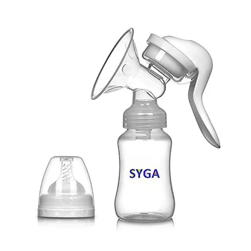 Syga Manual Breast Pump With Lid  & Slim Bottle White – 150 ml
