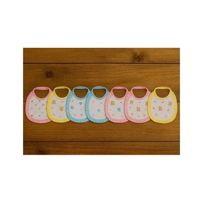 Badal Kidz Premium Imported Knot Frill Baby Bibs – Super Soft, Large Size, Cute Designs (Set of 7)