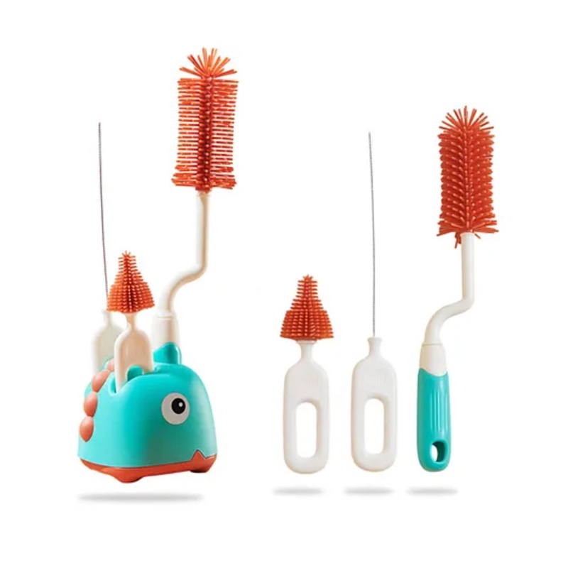 Bembika Baby Bottle Brushes: The Ultimate Bottle Brush Set For Your Baby’S Feeding Bottle Brush And Nipple Cleaner Brush Needs Green -(Dinosaur Bottle Brush 4-Piece Set Including Base)