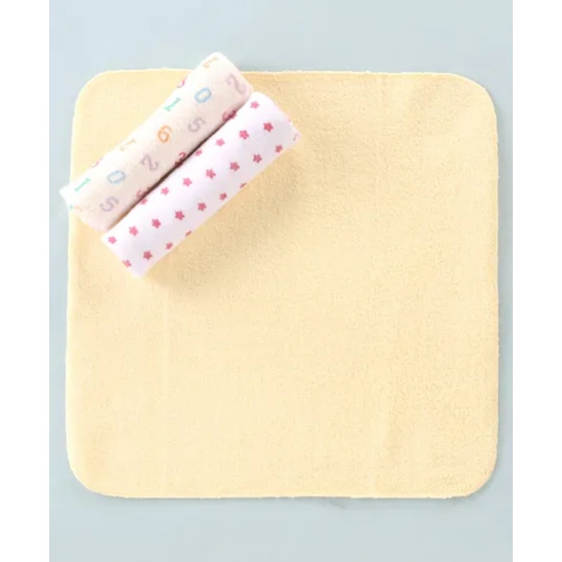 Ben Benny Terry Wash Cloth All Over Print and Solid L 26 x B 26 cm – Yellow