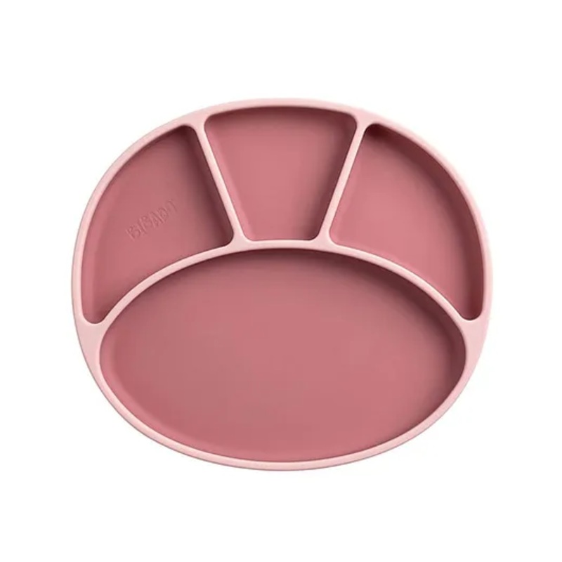 BiBaDo Silicone Suction Plate for Baby, Divider Plate for Self Baby Feeding – Pink