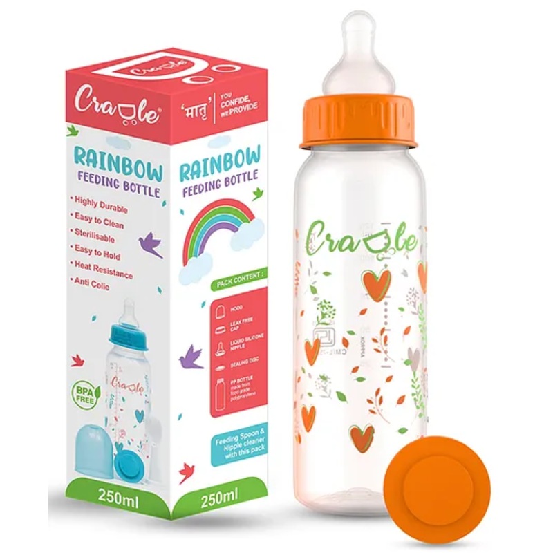 Cradle Rainbow Feeding Bottle – 250ml – Orange
