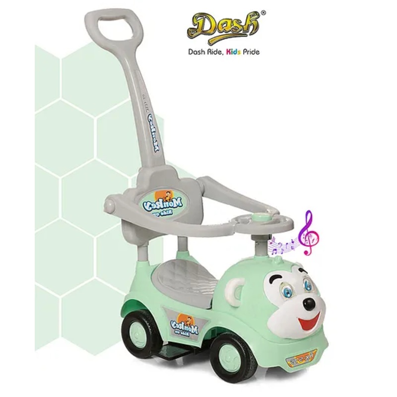 Dash Monkey  3 In 1 Ride On Baby Car with Music & Horn Parental Handle with Safety Harness Ride On – Green