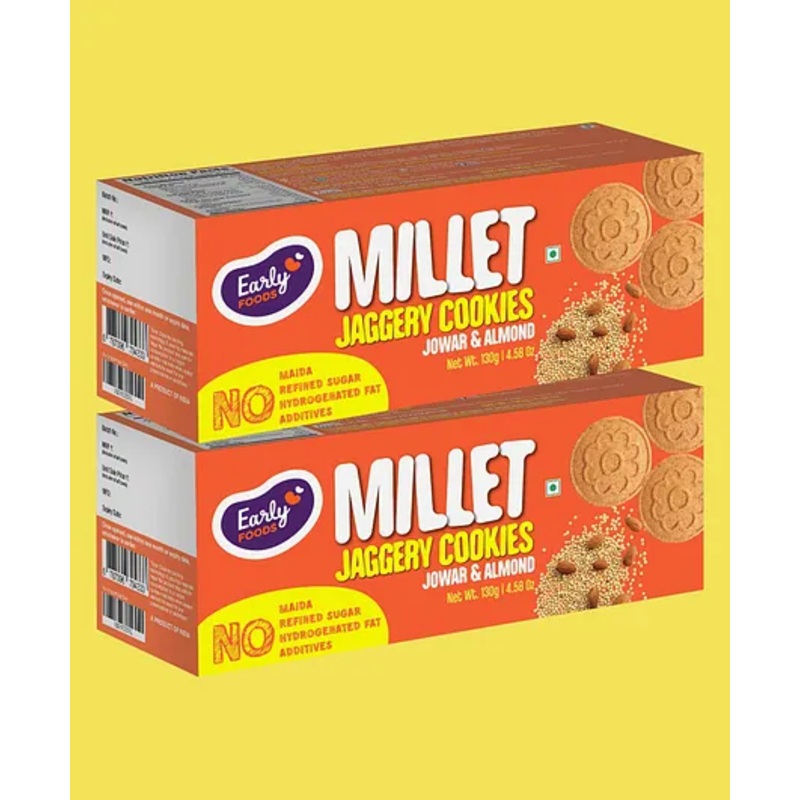 Early Food Jowar Almond Jaggery Cookies Pack of 2 – 150 gm Each