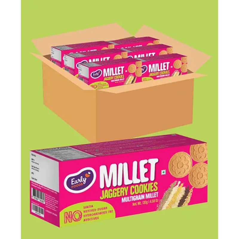 Early Foods Multigrain Millet Jaggery Cookies Pack of 6 – 150 gm Each
