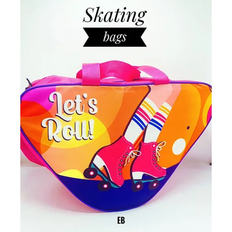 Echo Boomers Pink Skating Bag with Let’s Row Print  Lightweight & Durable for Kids & Teens