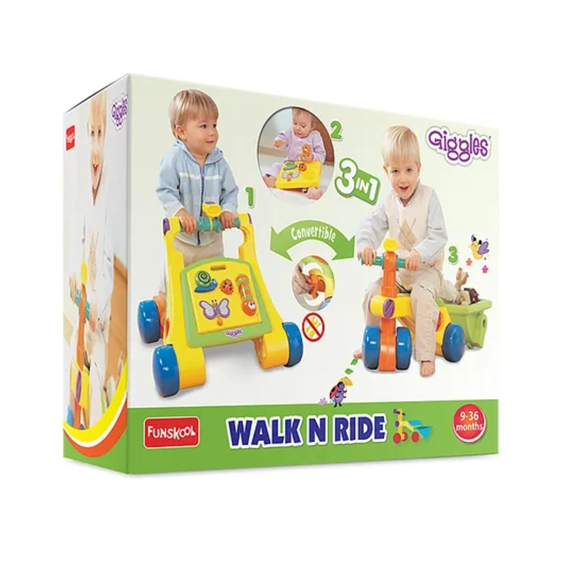 Giggles Manual Push 3 In 1 Walk Ride Sit & Play Ride On – Mutlicolour