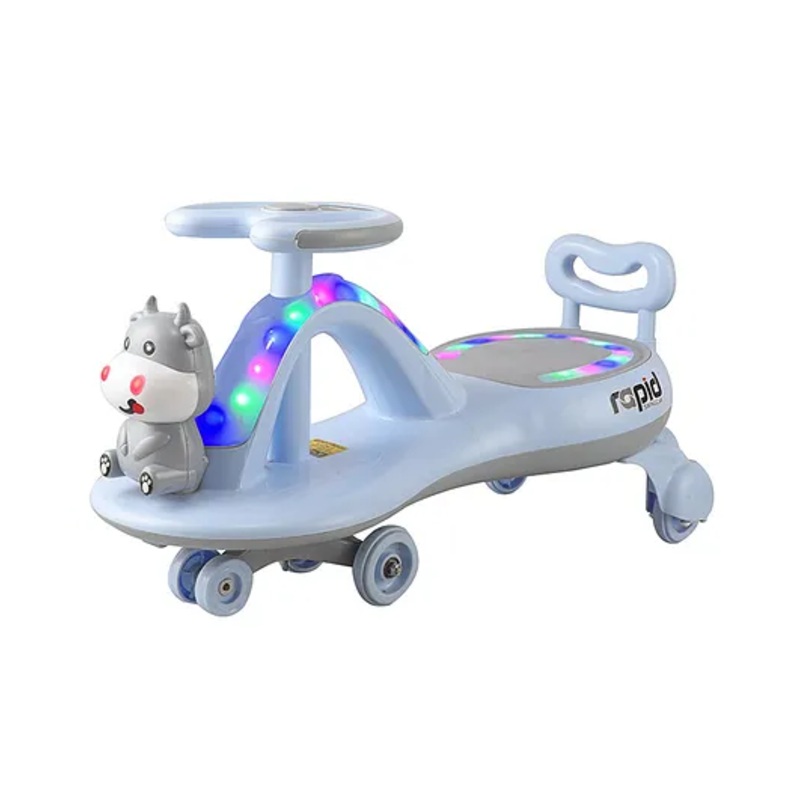 JoyRide Premium Panda Rapid Swing Magic Car Toys For Kids Girl Boy – Dashing Lights Music Rideons & Wagons Non Battery Operated Ride On-WHITE