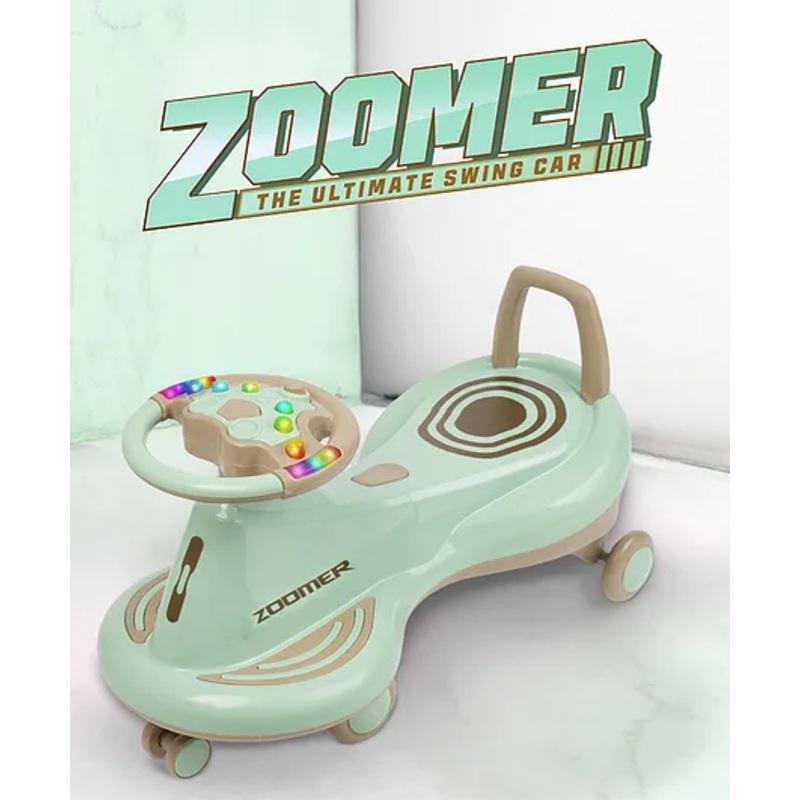 Kids Swing Car with Light & Music – Green