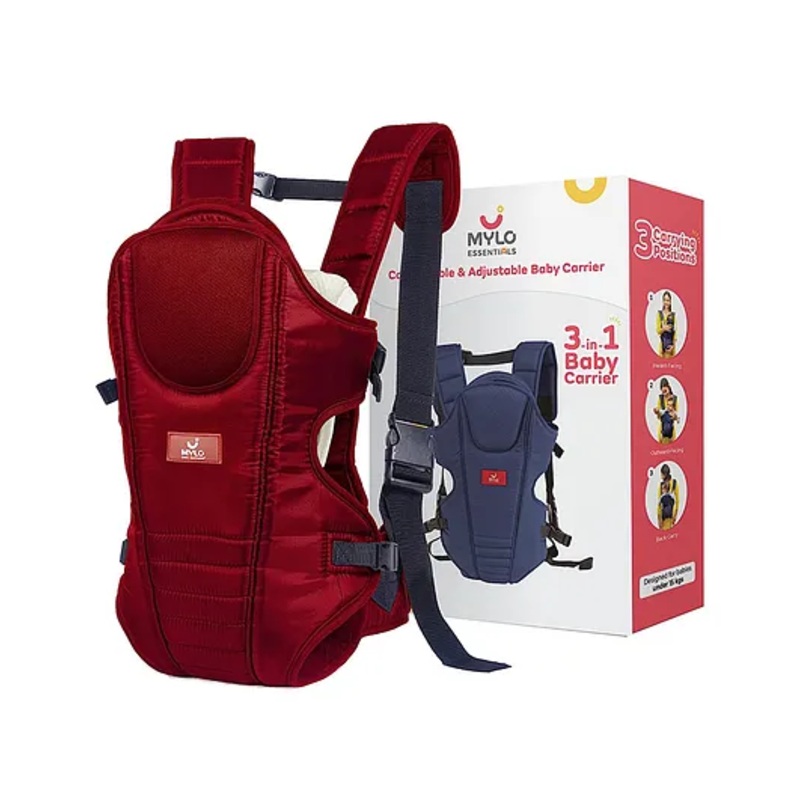 Mylo Baby Premium 3 in 1 Comfortable & Adjustable Newborn Baby Carrier Backpack with Padded Shoulder Strap –  Sturdy Back Support & Cushioned Leg Support – Red