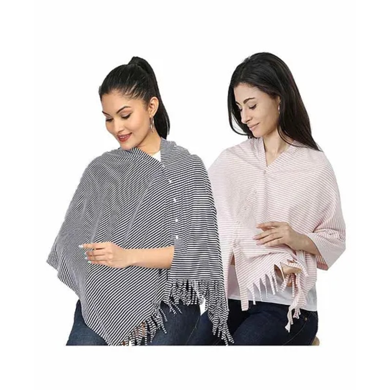 Nene Multi Purpose Striped Nursing Cover Pack of 2 – Grey Pink