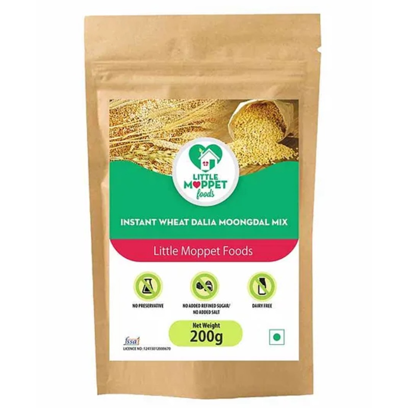 Organic Instant Wheat Dalia & Moongdal Mix by Little Moppet – Protein-Rich Baby Meal 200g for 6-12 Months