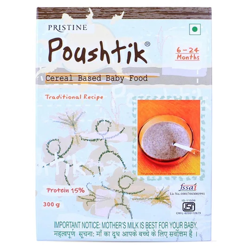 Pristine POUSHTIK Cereal Based Baby Food 300g (6-24 Months) Whole Grains Infant Food