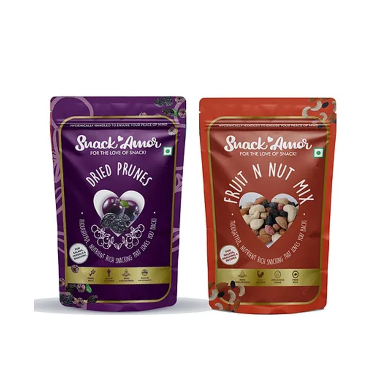 SnackAmor Combo Pack of Premium International Prunes And Fruit n Nut Mix – 200 gm Each