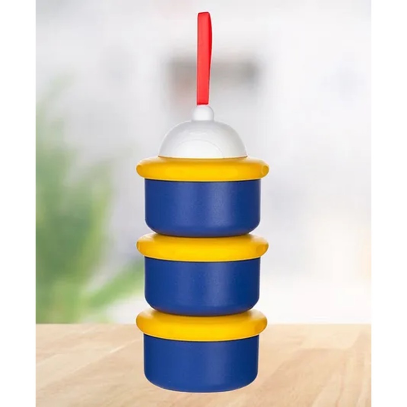 The Cheeky Kidzz Baby Milk Powder Cereal Food Storage Dispenser Container 3 Compartment BPA Free (Blue)