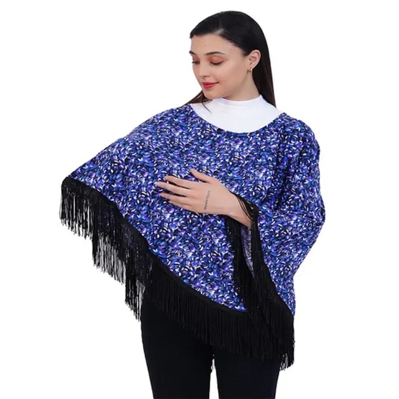 AGUILA Poncho Style Breast Feeding Nursing Cover All Over Print- Royal Blue