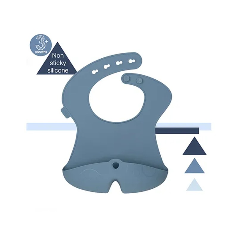 b.box Silicone Waterproof Bibs for New Born Baby with Pocket – Adjustable Neckline Buttons – Washable & Reusable Material – Ocean Blue