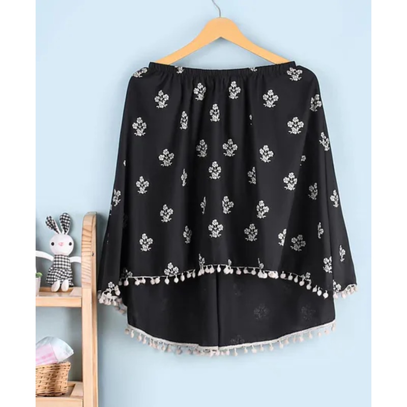 Babyhug Cotton Poncho Style Breast Feeding Nursing Cover Floral Print – Black