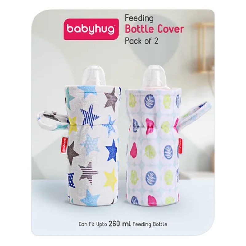 Babyhug Feeding Bottle Cover Star Print Pack of 2 Blue – Fits upto 260 ml Each