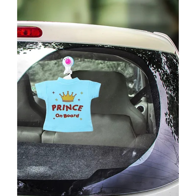 babywish Baby on Board Car Decals Cloth Safety Sign Board with Hanger Prince Print – Sky Blue