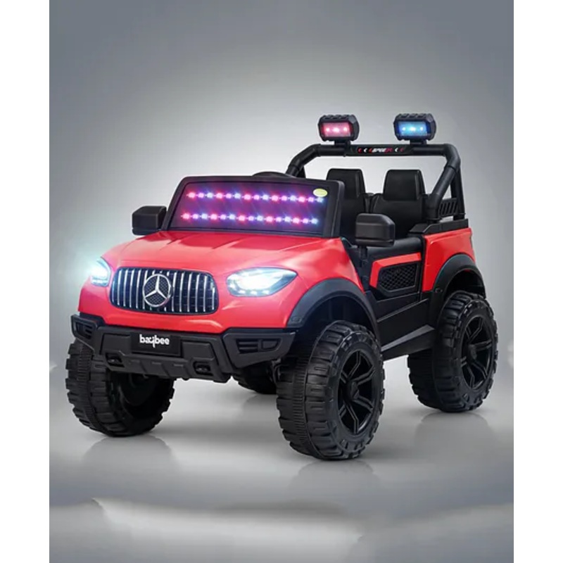Baybee Renegade Battery Operated Jeep for Kids, Ride on Toy Kids Car with Windshield Light & Music | Baby Rechargeable Battery Car | Electric Jeep Car for Kids (Red)