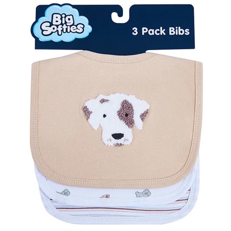 Big Softies Applique Embroidery & Printed Baby Bibs with Soft Velcro Fastener-Dog-Cotton Ultra Soft & Super Absorbent For Drooling,