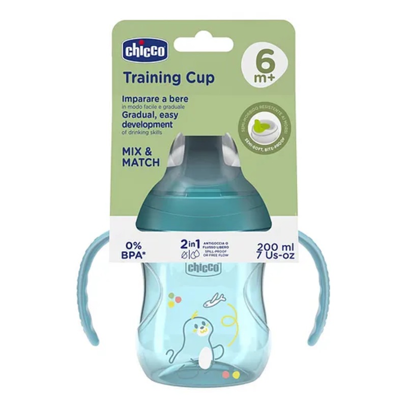 Chicco Training Cup with Semi Soft Spout 200 ml  – Blue