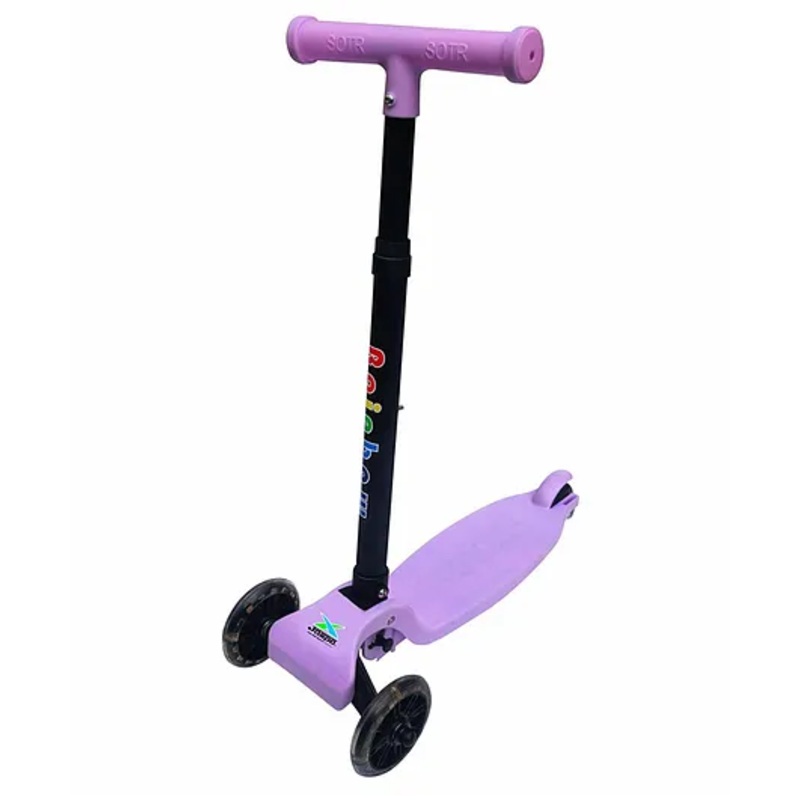 Jaspo Raibow Kids Kick Scooter (Up to 25kg)  Foldable 3-Wheel Scooter with LED Wheels & Adjustable Handlebars  Fun & Safe Toy for 3+ Year Old Boys & Girls  Lightweight, Durable, Easy to Carry