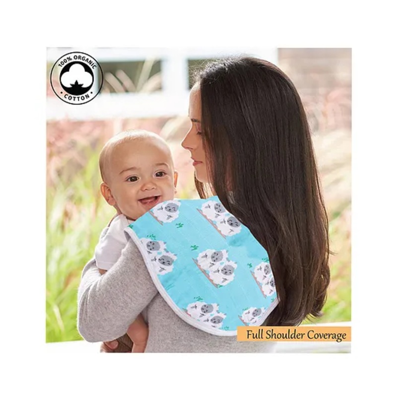 POLKA TOTS Organic Muslin Cotton Burp Cloth 3 Layer – Sky Blue