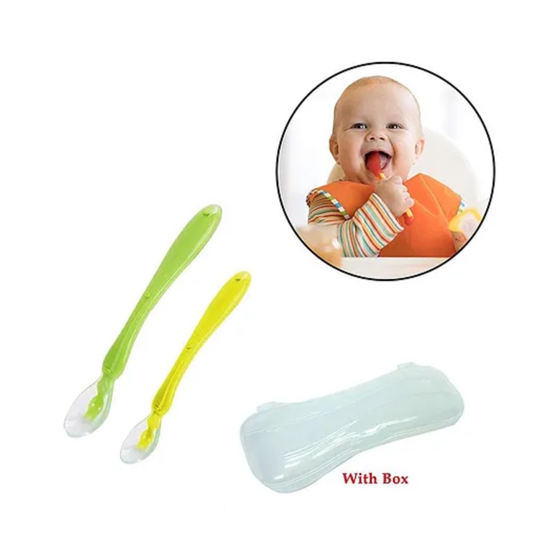 Safe-O-Kid Soft Silicone Tip Spoons Pack of 2 – Green Yellow