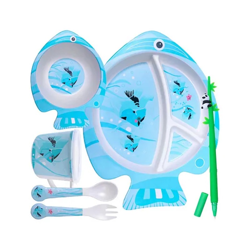 Sanjary Bamboo Tableware Fish Shape Pack Of 5 – Blue