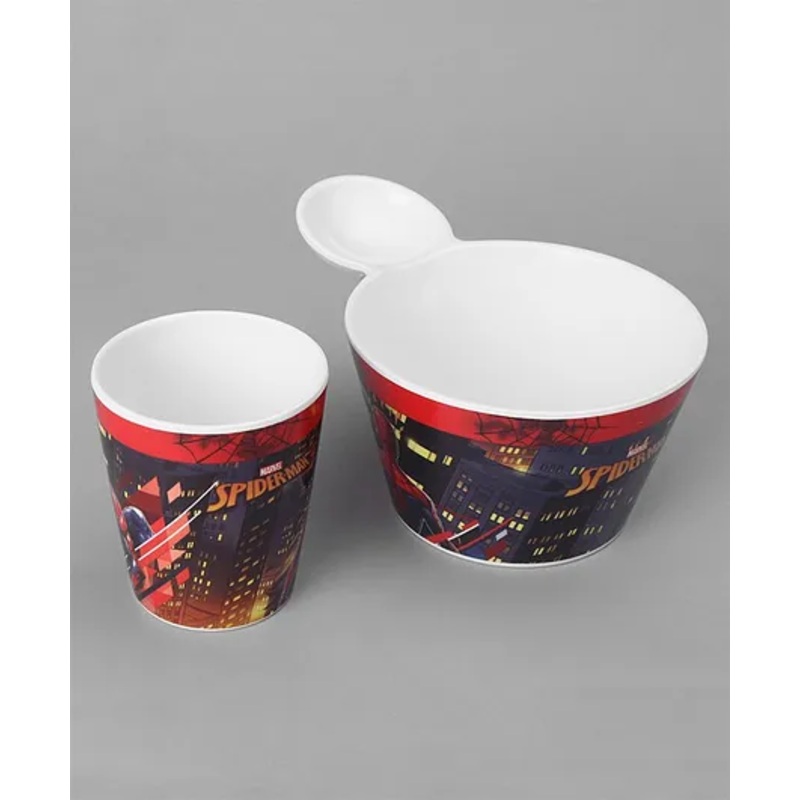 Servewell Fries Dip Bowl and Glass Set Spiderman Theme –  (Color and design may vary)