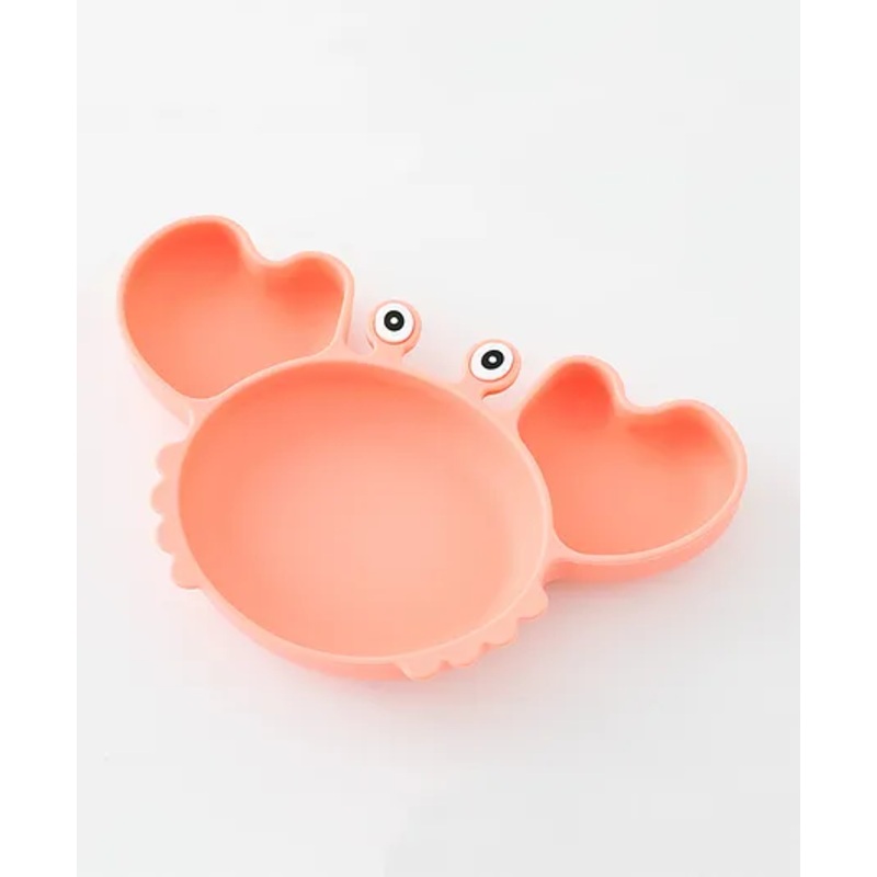 Silicone Suction Based Sectioned Plate Silicone Dish Crab Shaped – Orange| Break Proof| BPA Free| Non-slip Base| Dishwasher Safe| Easy to Clean and Maintain| Encourages Self Feeding