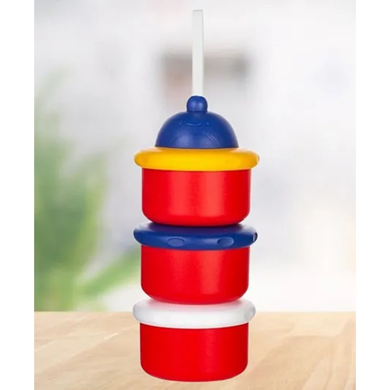The Cheeky Kidzz Baby Milk Powder Cereal Food Storage Dispenser Container 3 Compartment BPA Free (Red)
