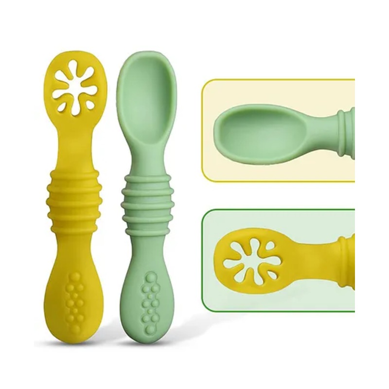 TONY STARK Weaning Spoon Set of 2, Baby Spoons Feeding, Silicone Spoon for Baby 6 to 12 Months, Gum Friendly, BPA Free, Soft & Durable Self-Feeding Spoons