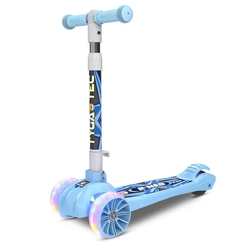 Tygatec 3 Wheel Scooter for Kids with LED Flashing Wheel with 3 Height Adjustments Handles ( Sky Blue )