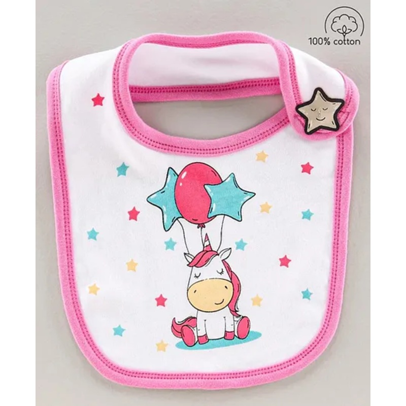 Babyhug Bib Velcro Closure Unicorn Print – Multicolor