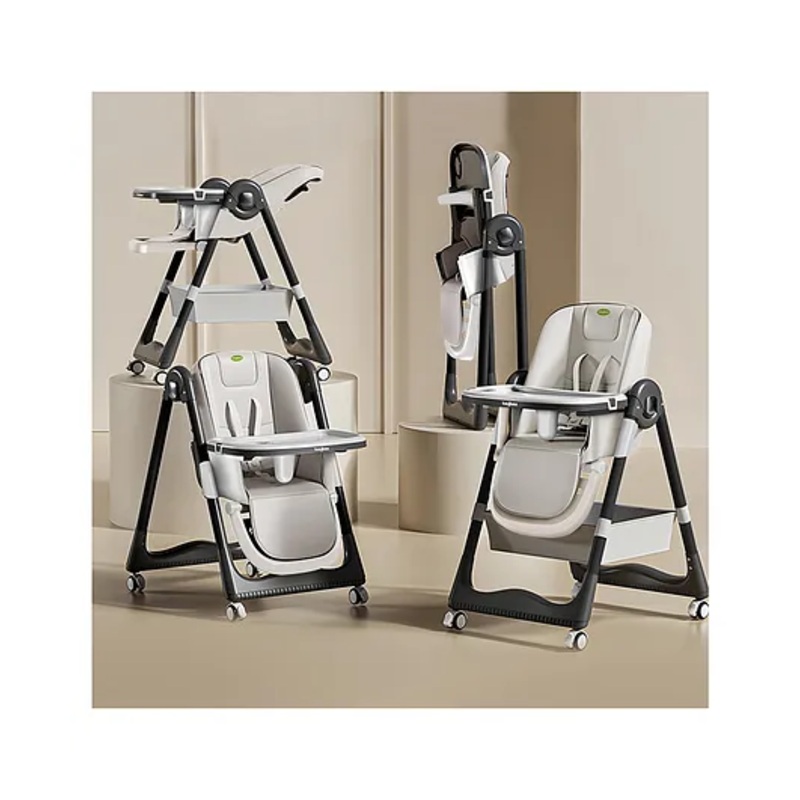 Baybee 3 in 1 Baby High Chair for Kids, Baby Feeding Chair with 8 Height Adjustable, Footrest, Tray, 160 Recline, 5 Point Safety Belt & Wheels  (White)