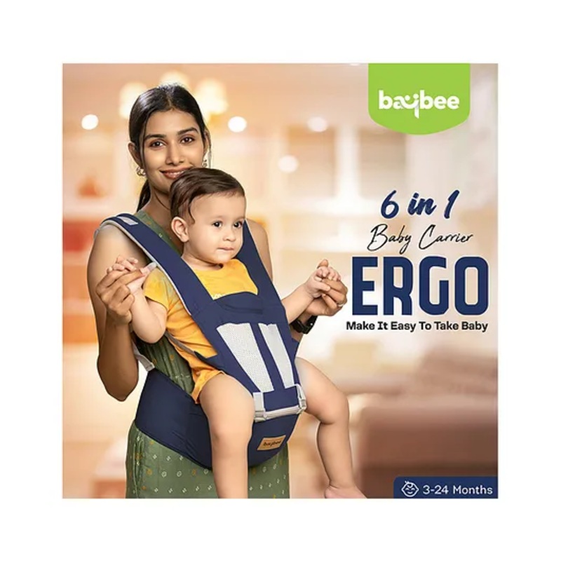 Baybee 6 in 1 Ergo Hip Seat Cum Baby Carrier With Safety Belt – Blue