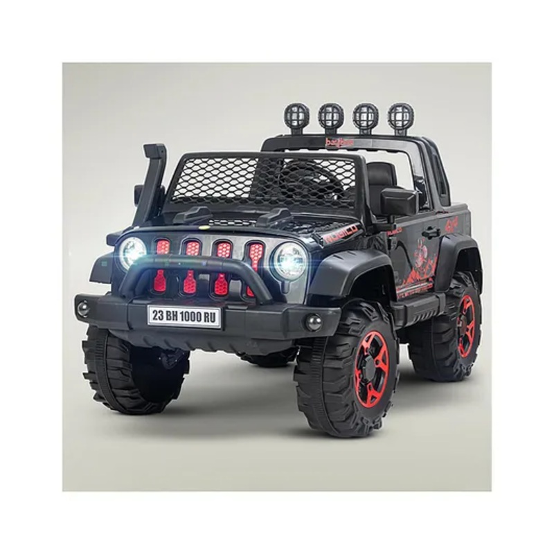 Baybee Atom Battery Operated Jeep for Kids, Ride on Toy Kids Car with Music & Light | Baby Big Battery Car | Rechargeable Electric Jeep Car for Kids (Black)