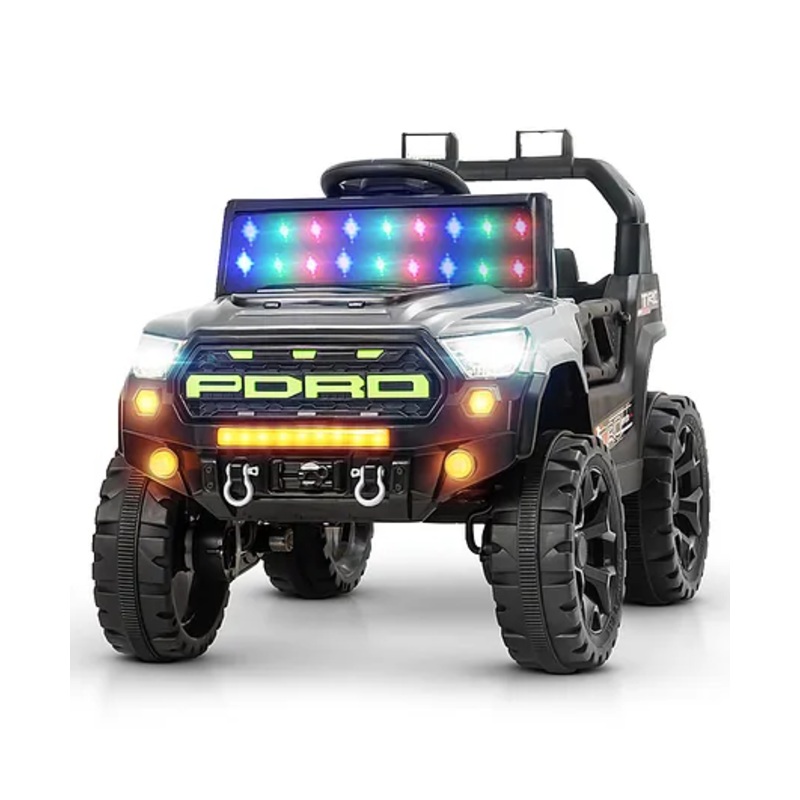 Baybee Maverick Battery Operated Jeep for Kids with RGB Windshield Light, Bluetooth, USB & Music | Baby Big Ride on Battery Car | Electric Jeep Car for Kids (Grey)