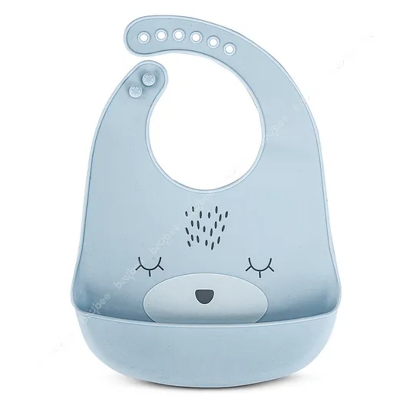 Baybee Waterproof Silicone Bibs for Baby with 6 Point Adjustable Button Closure & Crumb Catcher – Blue