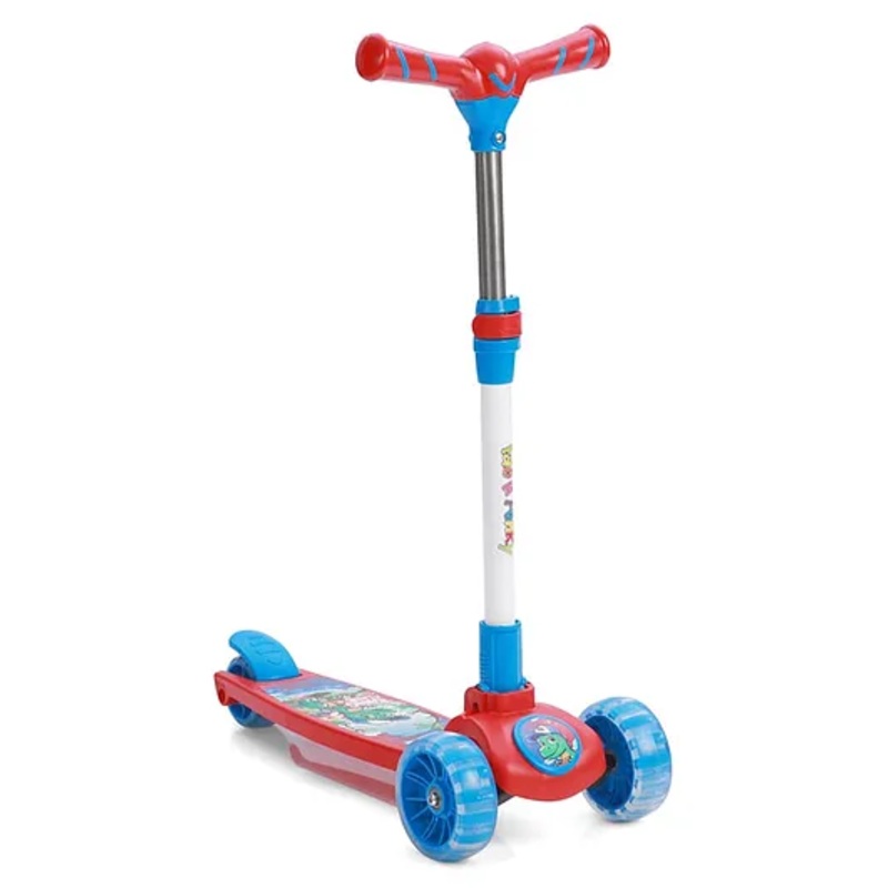 Kids 3 Wheel Kick Scooter with Led Wheels – Blue White| Adjustable Height | Music | Lean-to-Steer | Foldable Design | Toy for 3 to 10 Yrs Boys & Girls| Sport Gift| Physical Activity